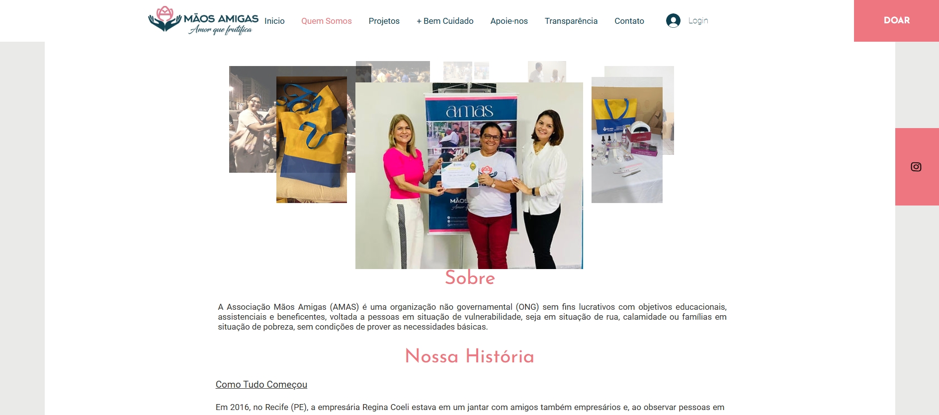 Site AMAS — Nossa História